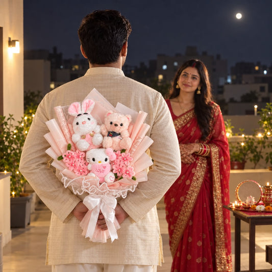 Cute Plushie Bouquet for Karwa Chauth