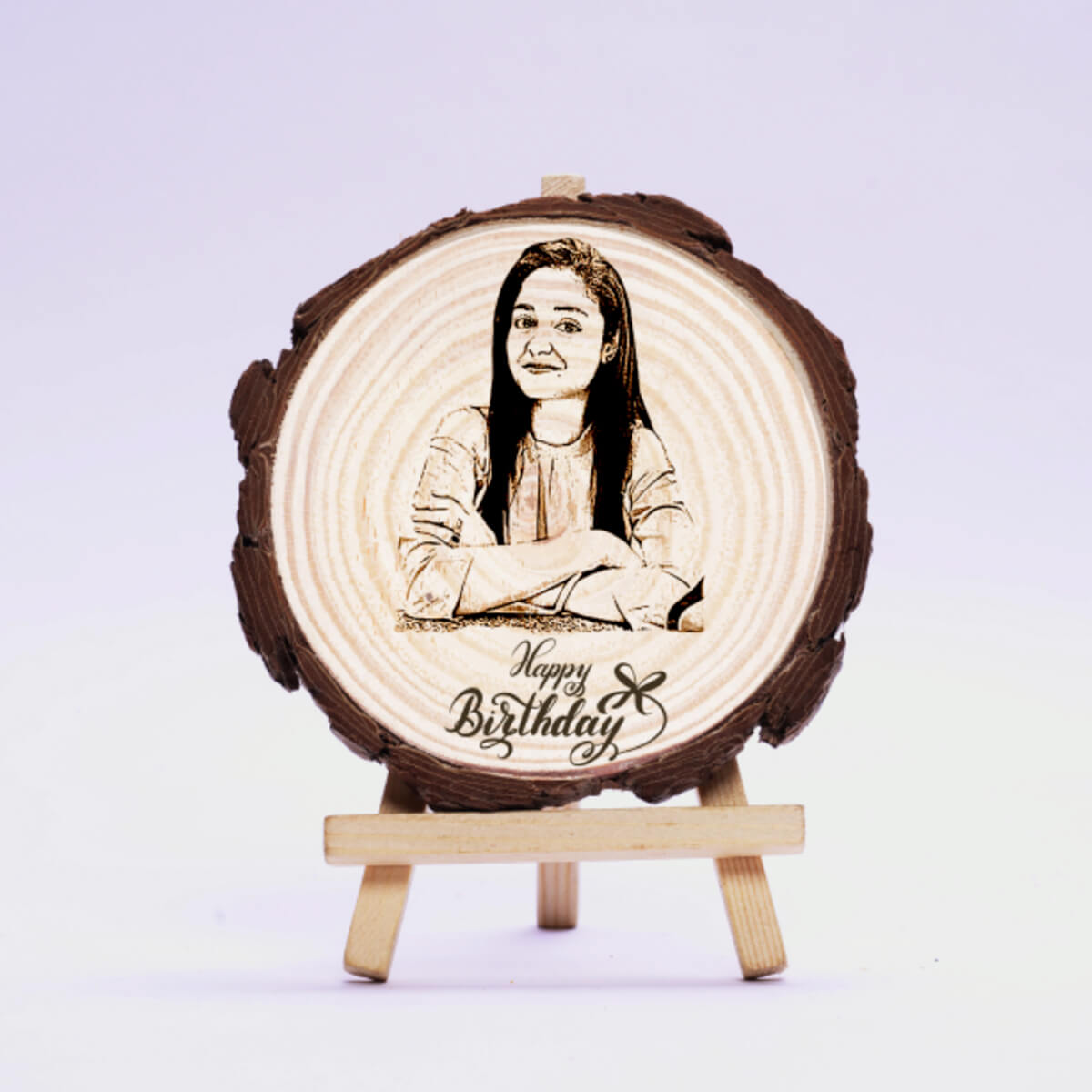 Birthday Wooden Slice Engraved Photo Frame (5 to 8 Inches)