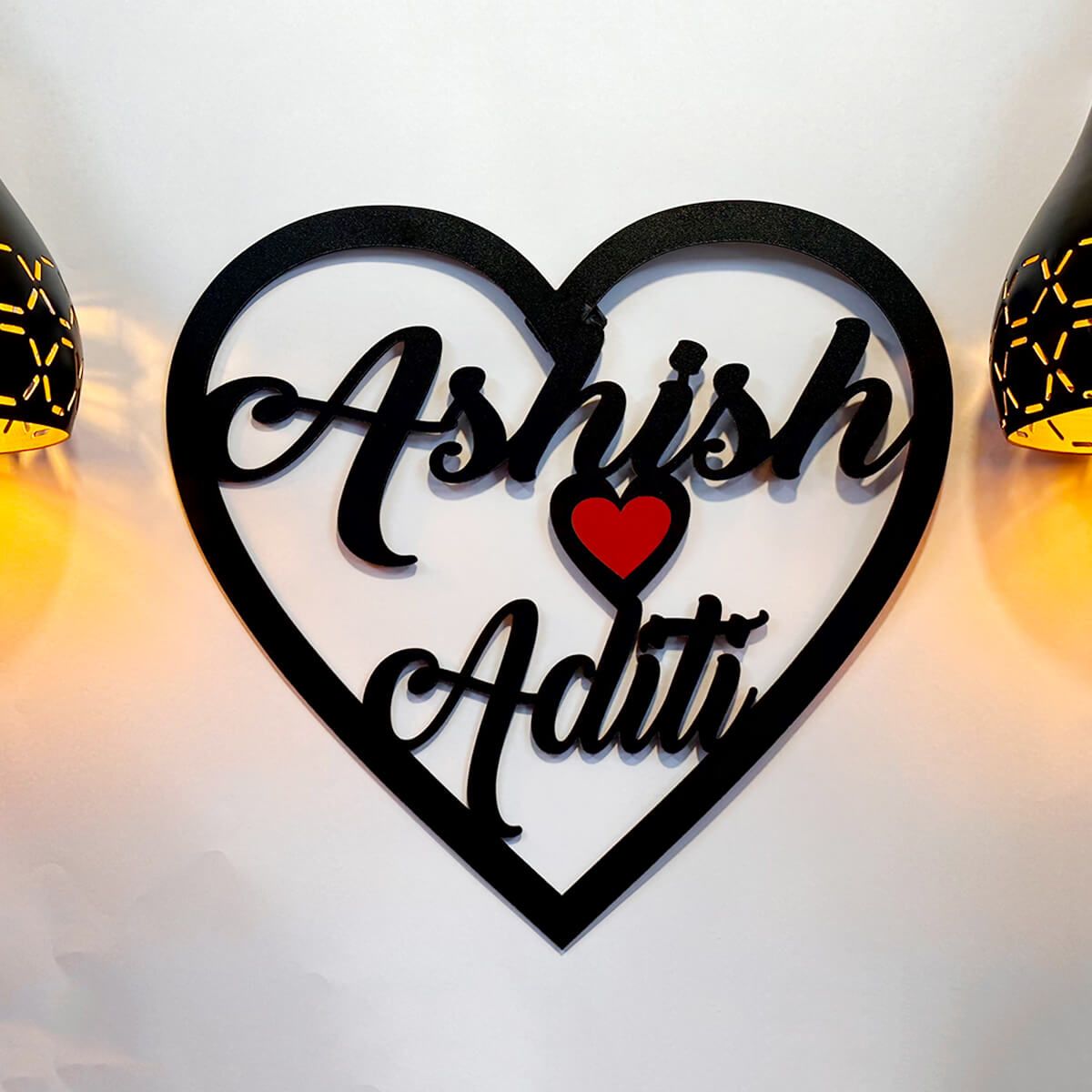 Personalised Heart Shape Couple Name Wall Hanging