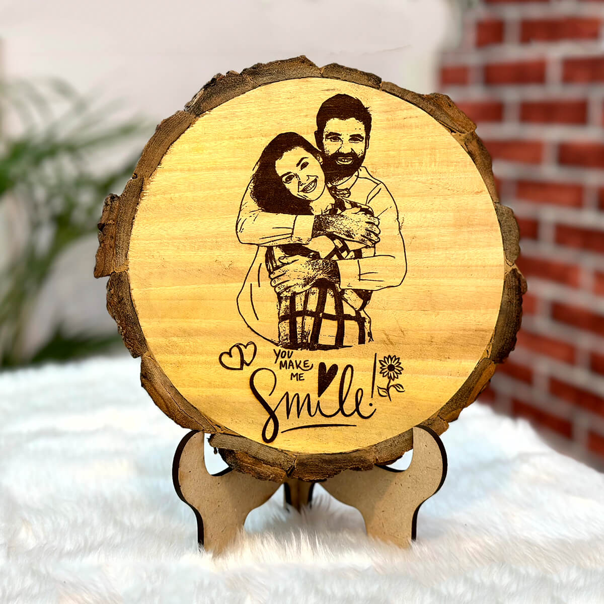 Beautiful Wooden Engraved Slice Frame