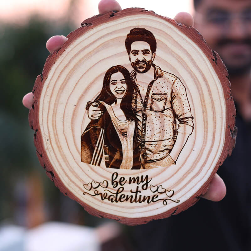 Be My Valentine Wooden Slice Engraved Frame | Valentine’s Day Special Frame