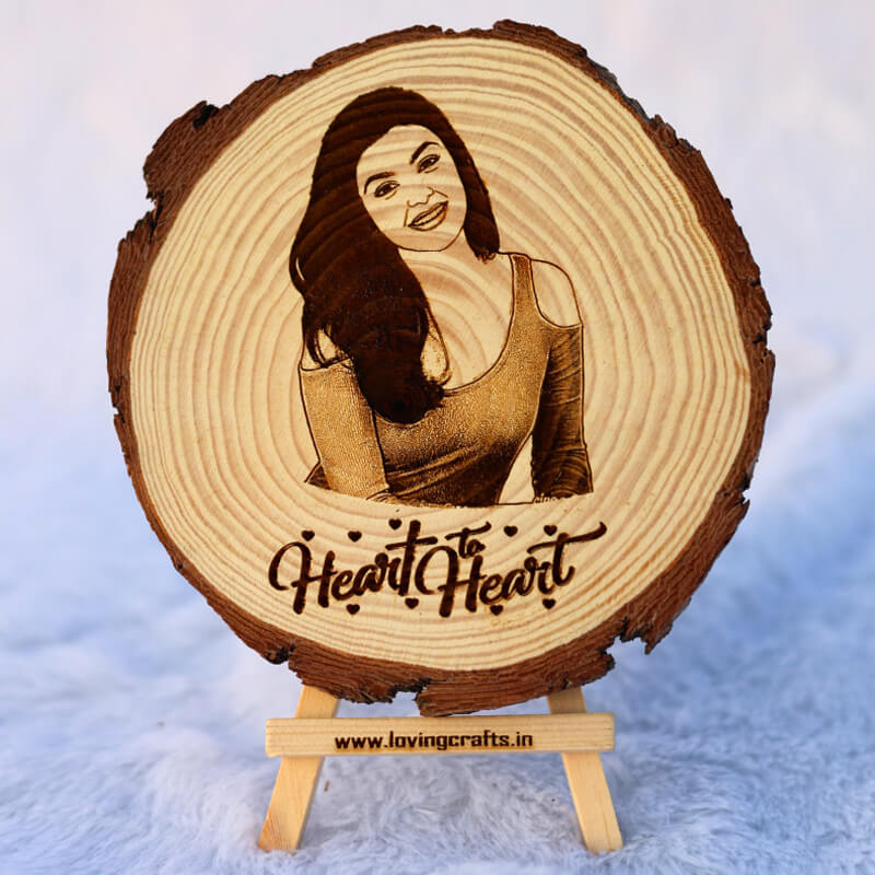 Wooden Slice Frame For Girlfriend | Engraved Frame For Wife | Friend