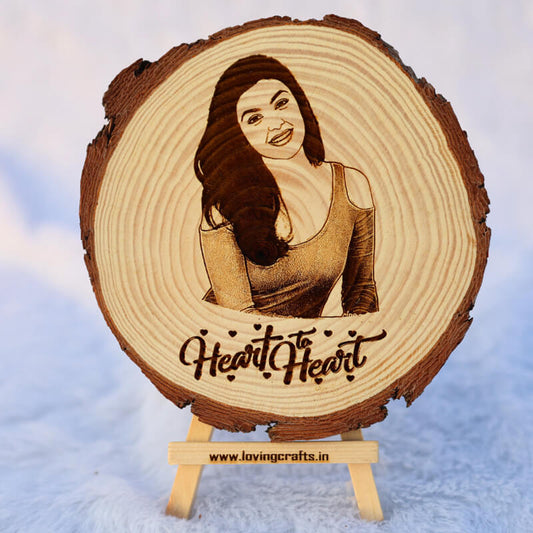 Wooden Slice Frame For Girlfriend | Engraved Frame For Wife | Friend